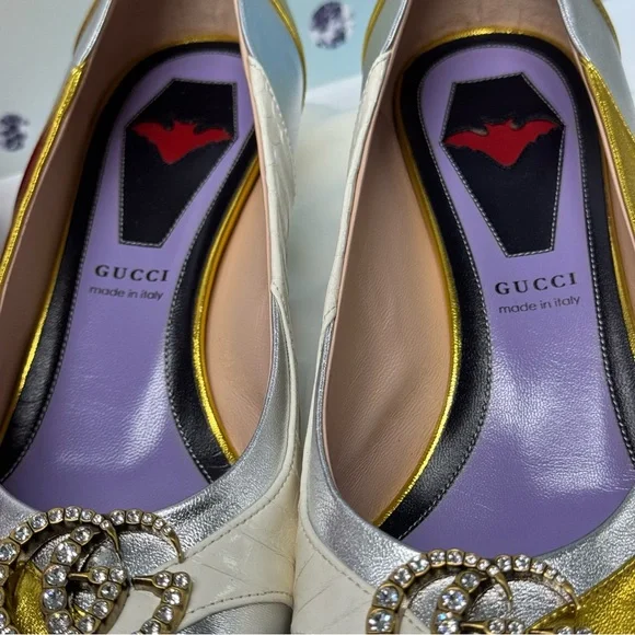 💎$1200 GUCCI CRYSTAL GG WAXEL HEELS - Picture 5 of 14